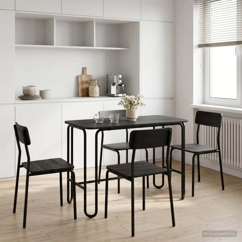 Valgomojo stalas 100 x 50 x 75 cm Apdirbta mediena Juoda