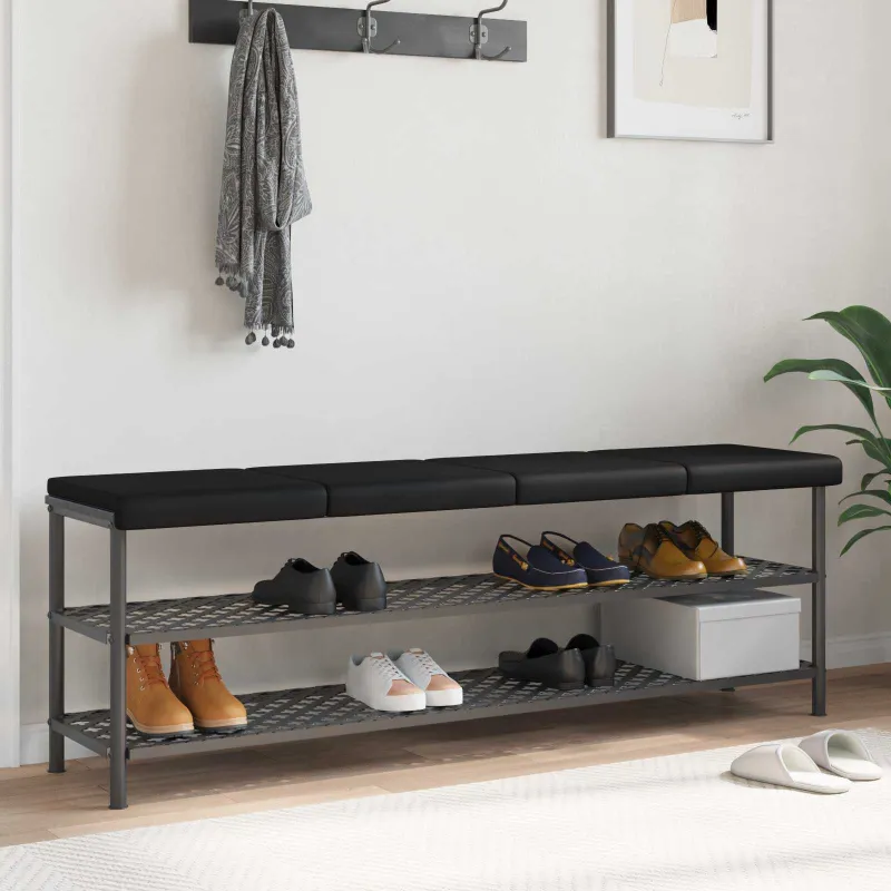 Suoliuko pagalvė 4 vnt. Dirbtinė oda Juoda Gylis 35 cm