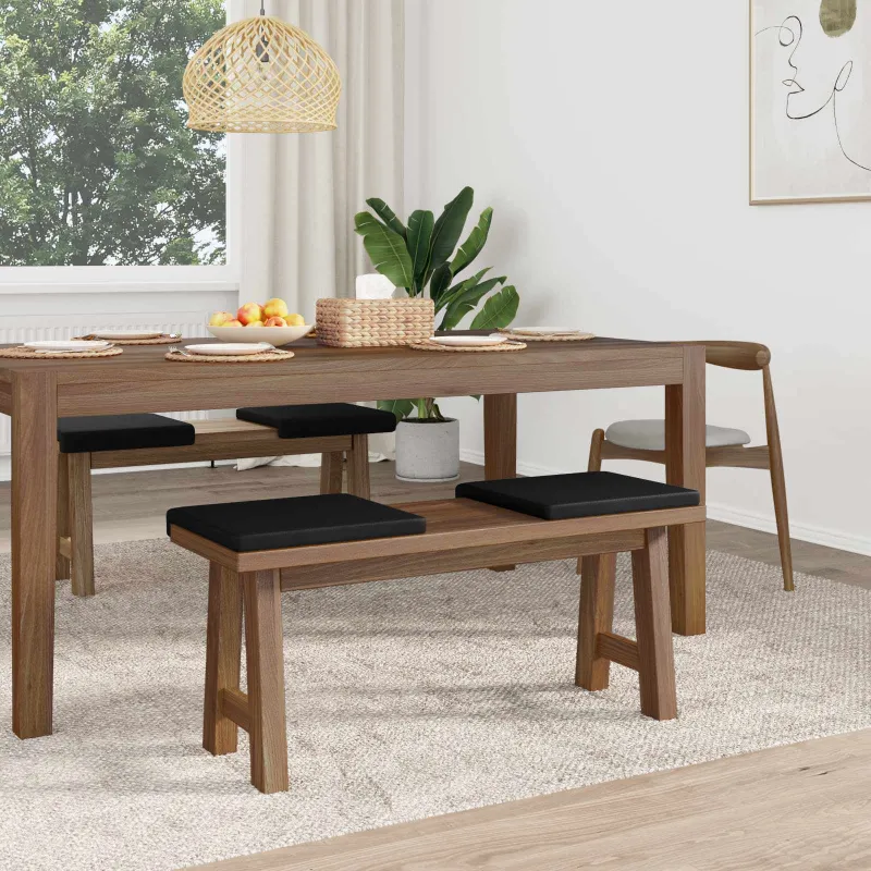 Suoliuko pagalvė 4 vnt. Dirbtinė oda Juoda Gylis 35 cm