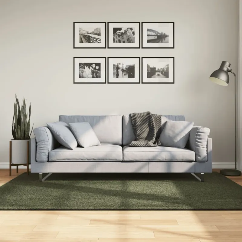 Kilimas HUARTE, miško žalios spalvos, 140x200cm trumpi šereliai