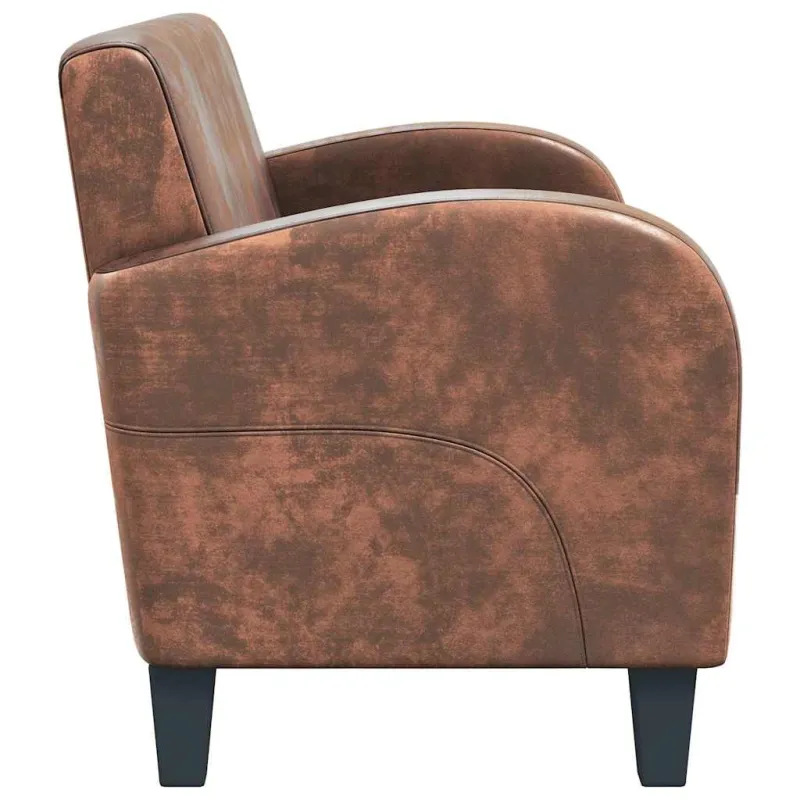 Dvivietė sofa, dirbtinė zomšos oda, ruda