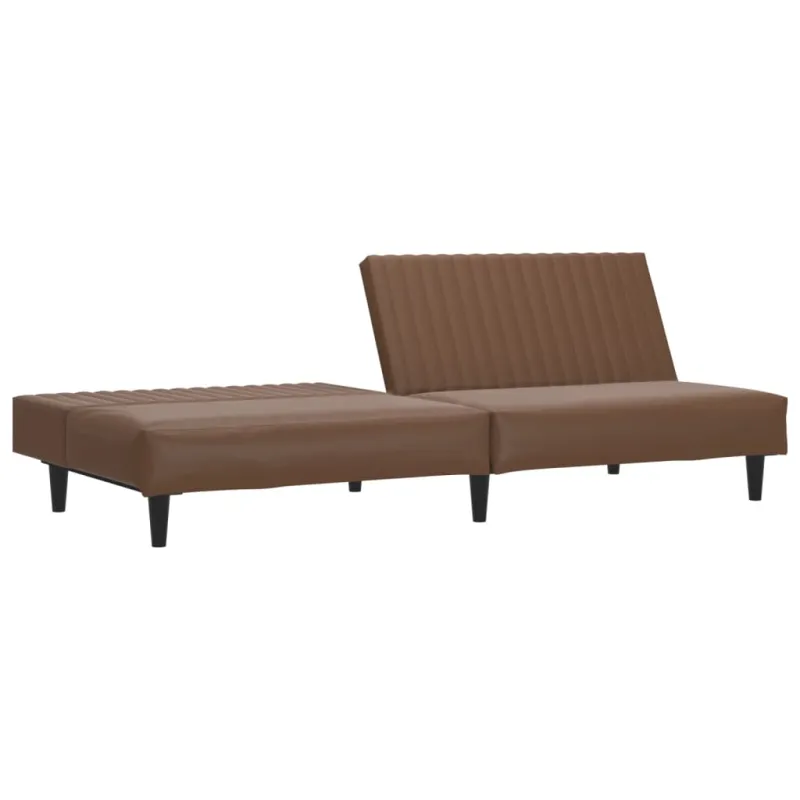 Dvivietė sofa-lova, rudos spalvos, dirbtinė oda