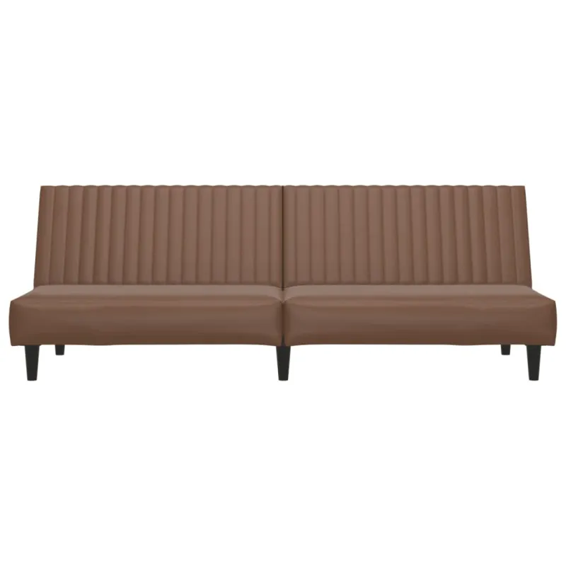 Dvivietė sofa-lova, rudos spalvos, dirbtinė oda