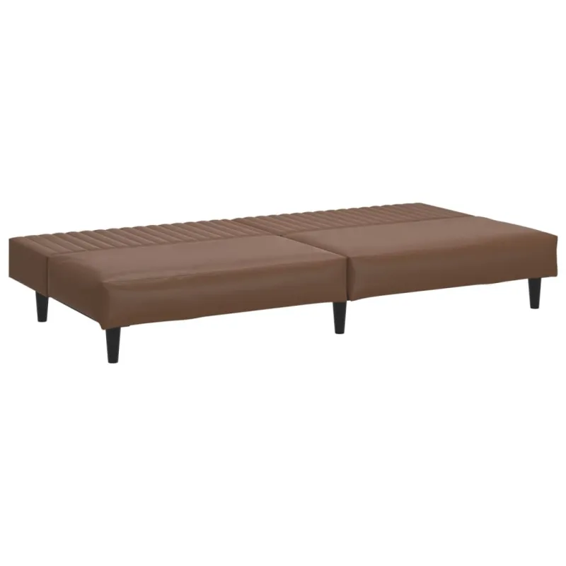Dvivietė sofa-lova, rudos spalvos, dirbtinė oda