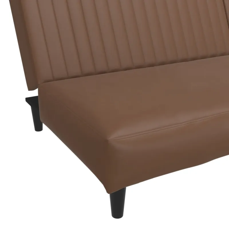 Dvivietė sofa-lova, rudos spalvos, dirbtinė oda