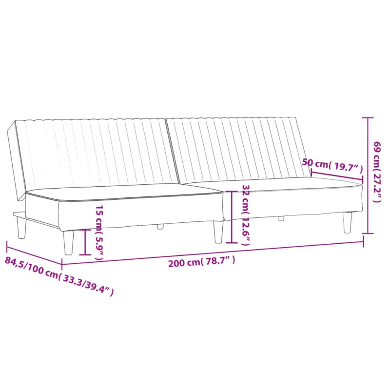 Dvivietė sofa-lova, rudos spalvos, dirbtinė oda