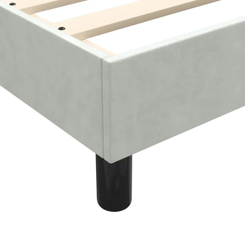 Lova su spyruoklėmis ir čiužiniu, pilka, 90x220 cm, aksomas