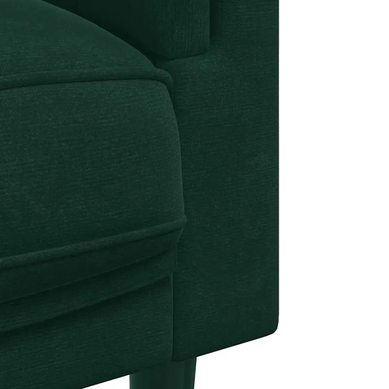 Trivietė sofa su pagalvėlėmis, tamsiai žalios spalvos, aksomas