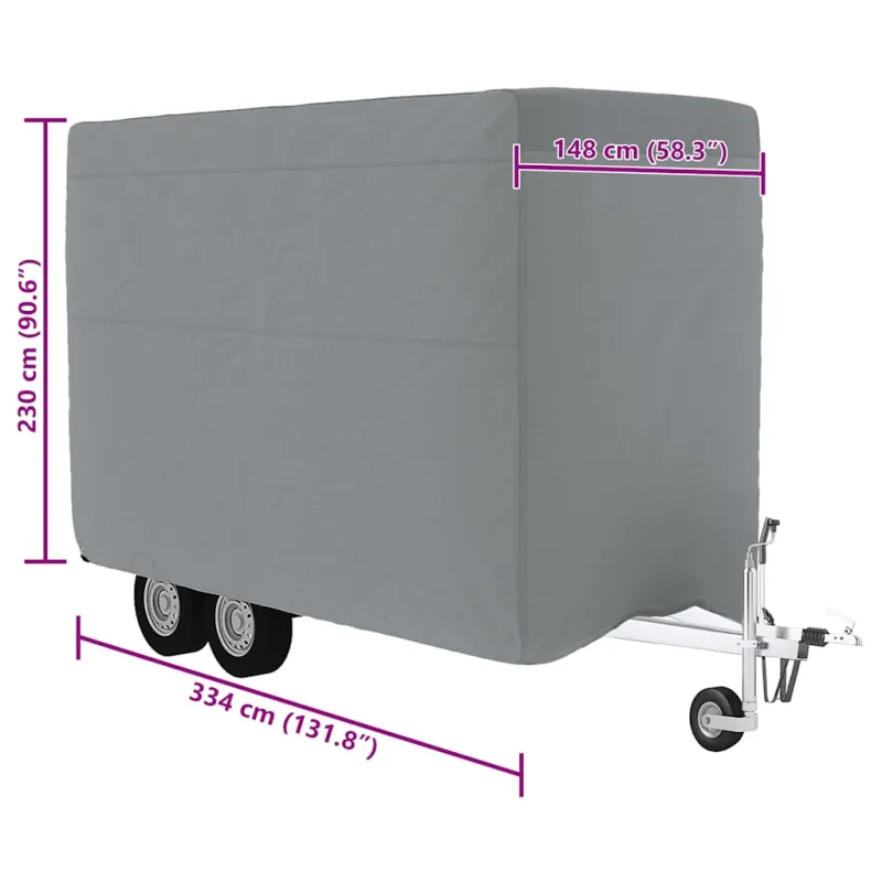 Arklio priekabos dangtis, pilka, 334x148x230cm, audinys