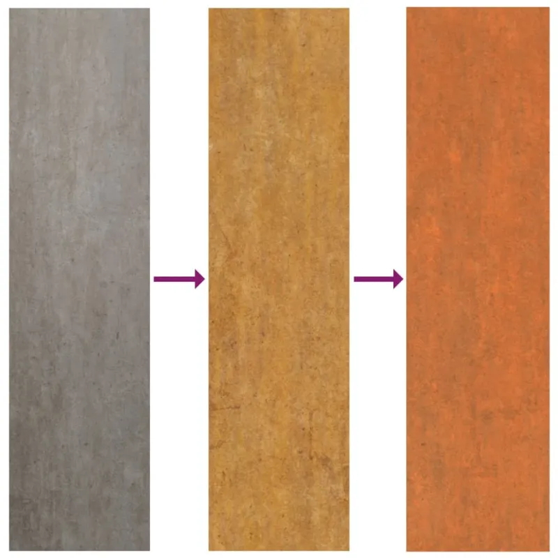 Stogo plokštės, 36vnt., rūdžių spalvos, 60x44cm, Corten plienas