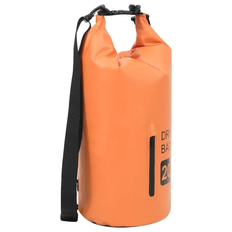 Vandeniui atsparus krepšys su užtrauktuku, oranžinis, PVC, 20l