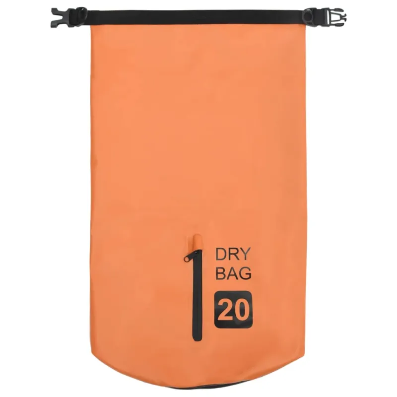 Vandeniui atsparus krepšys su užtrauktuku, oranžinis, PVC, 20l