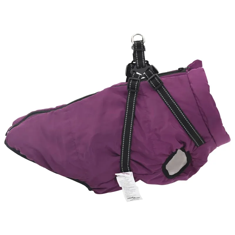 Šunų kailis su diržais, atsparus vandeniui, violetinis, L68