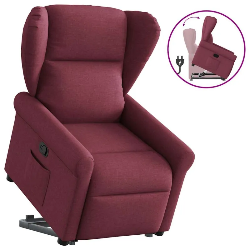 Atsistojantis atlošiamas krėslas, vyno raudonas, audinys