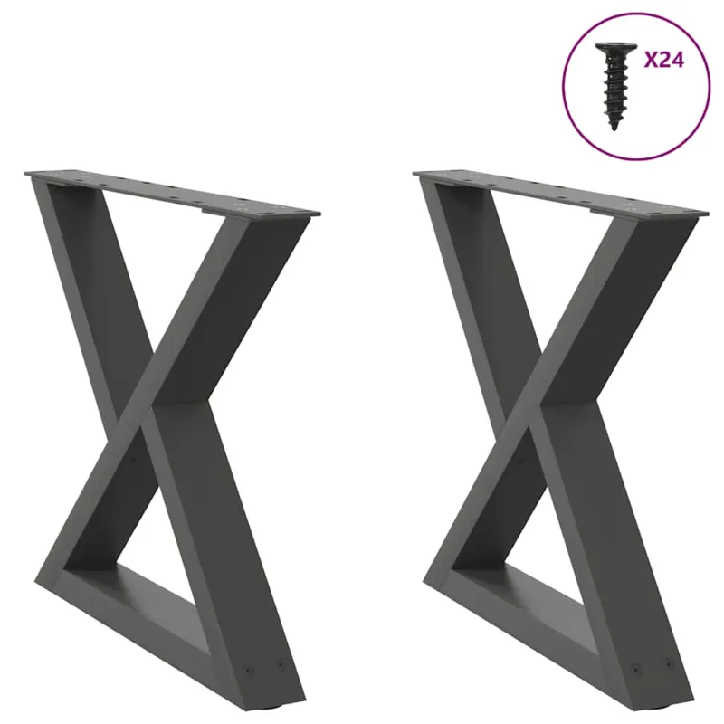 Kavos staliuko kojos, 2 vnt., antracito spalvos, 50x(42-43,3) cm, plienas