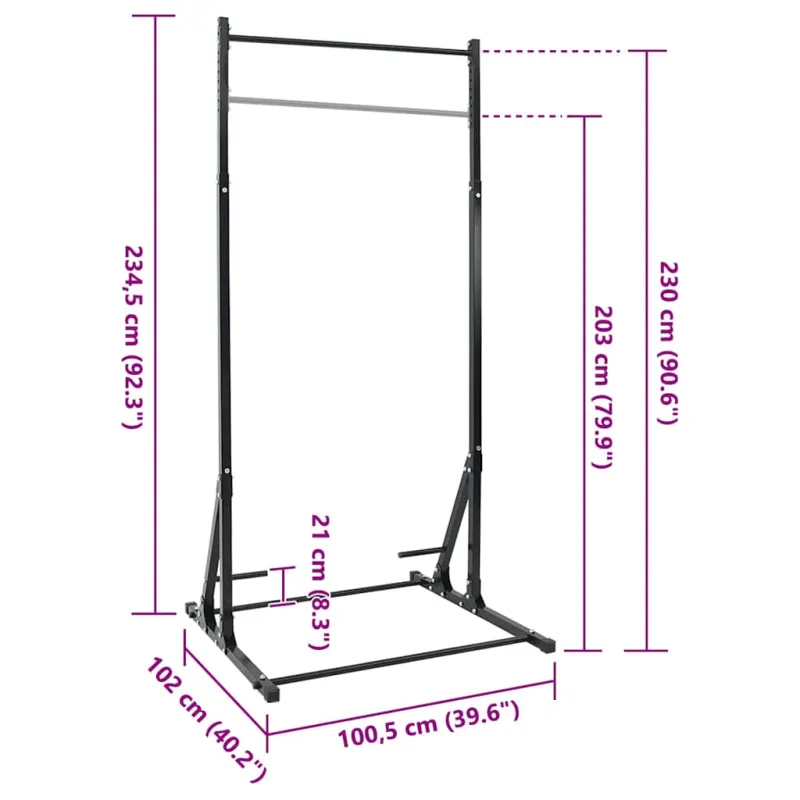 Traukimo juostos stotis Juoda 100,5 x 102 x 234,5 cm