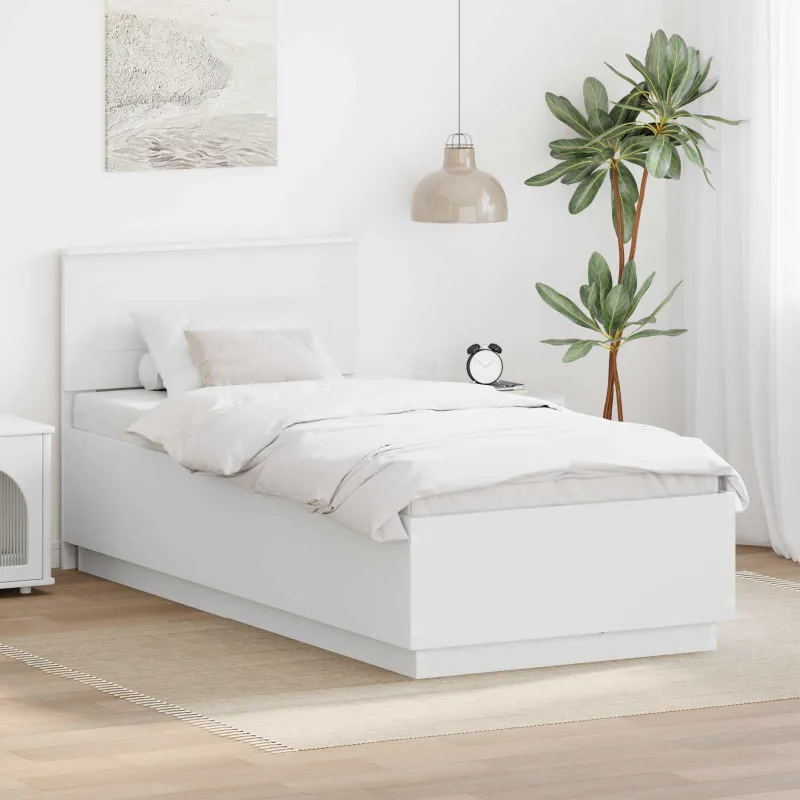 Lovos rėmas su galvūgalio Balta 100 x 200 cm Apdirbta mediena