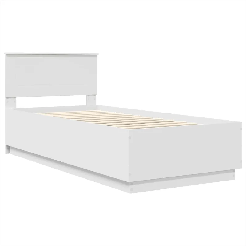 Lovos rėmas su galvūgalio Balta 100 x 200 cm Apdirbta mediena