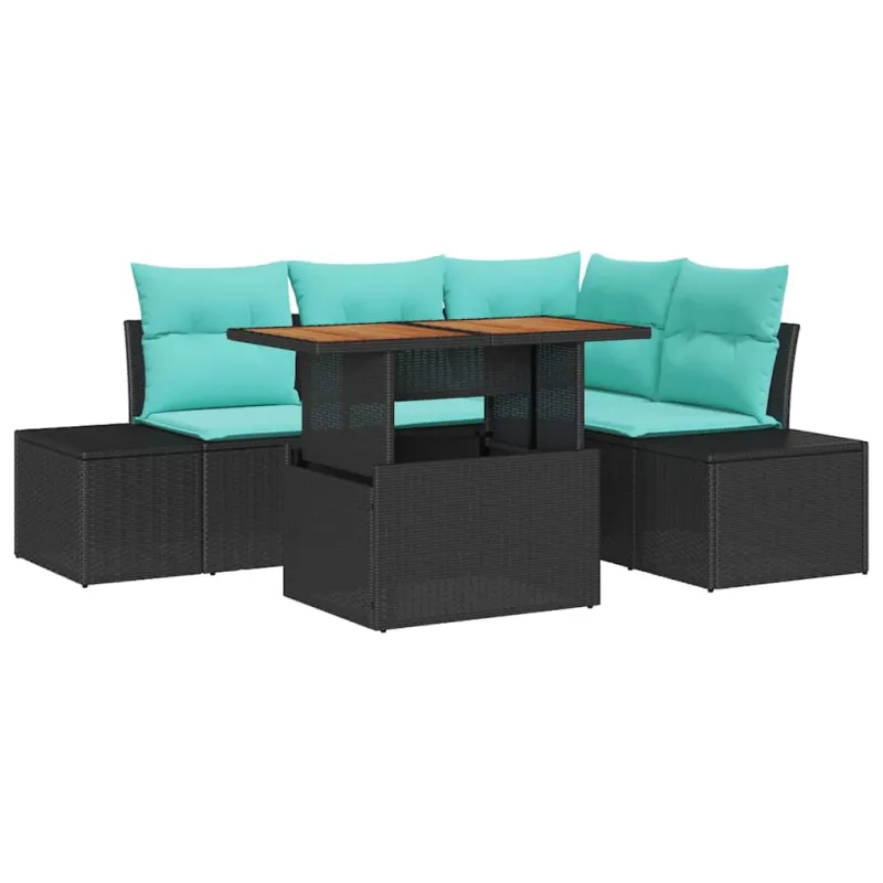 Sodo Sofa Rinkinys 5 vnt. Juoda Sintetinis ratanas