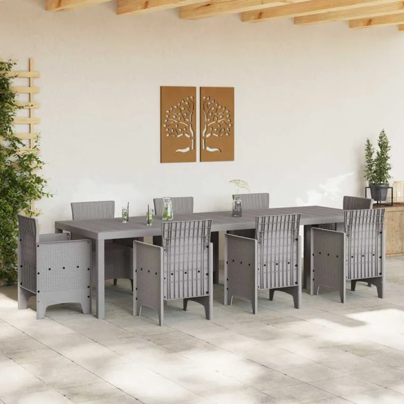 Sodo stalas Šviesiai pilka 300 x 100 x 73 cm poliratanas