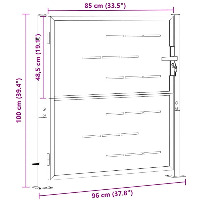 Sodo vartai su užraktu Sidabro 85 x 97 cm Nerūdijantis Plienas