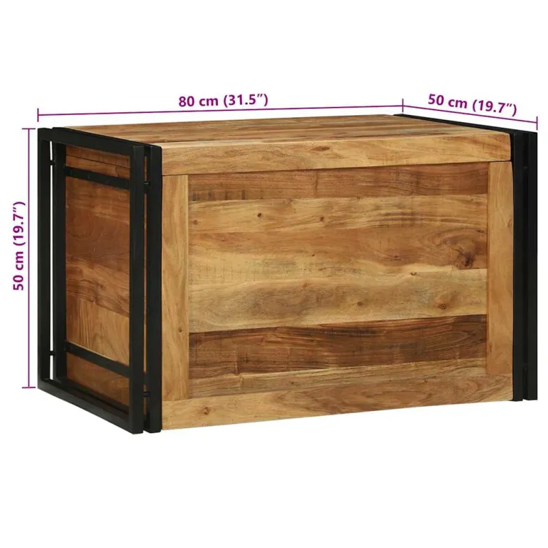 Saugojimo dėžė Ruda ir juoda 80 x 50 x 50 cm Akacijos mediena