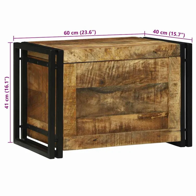 Saugojimo dėžė Ruda ir juoda 60 x 40 x 41 cm Kietas mango medis