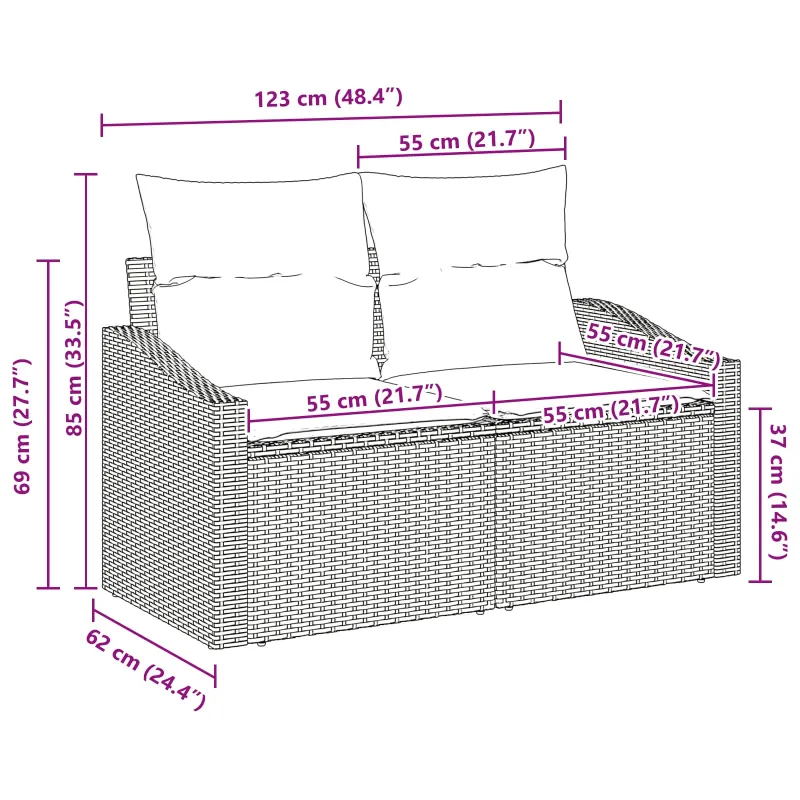 Sodo sofa Ruda 123 x 62 x 69cm poliratanas