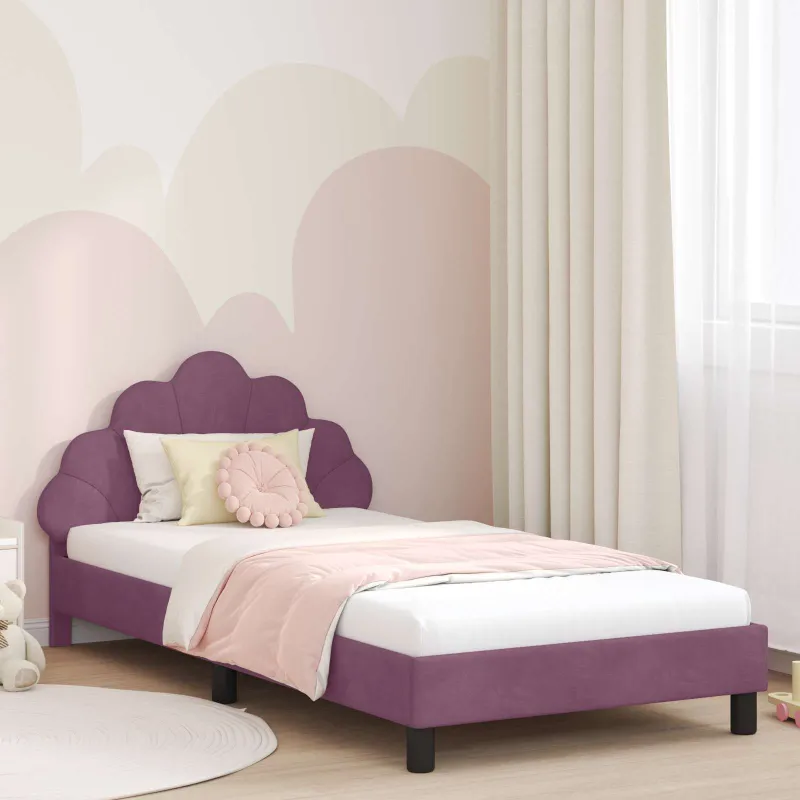 Vaikiška lovos konstrukcija su galvūgaliu Violetinė 90 x 200 cm