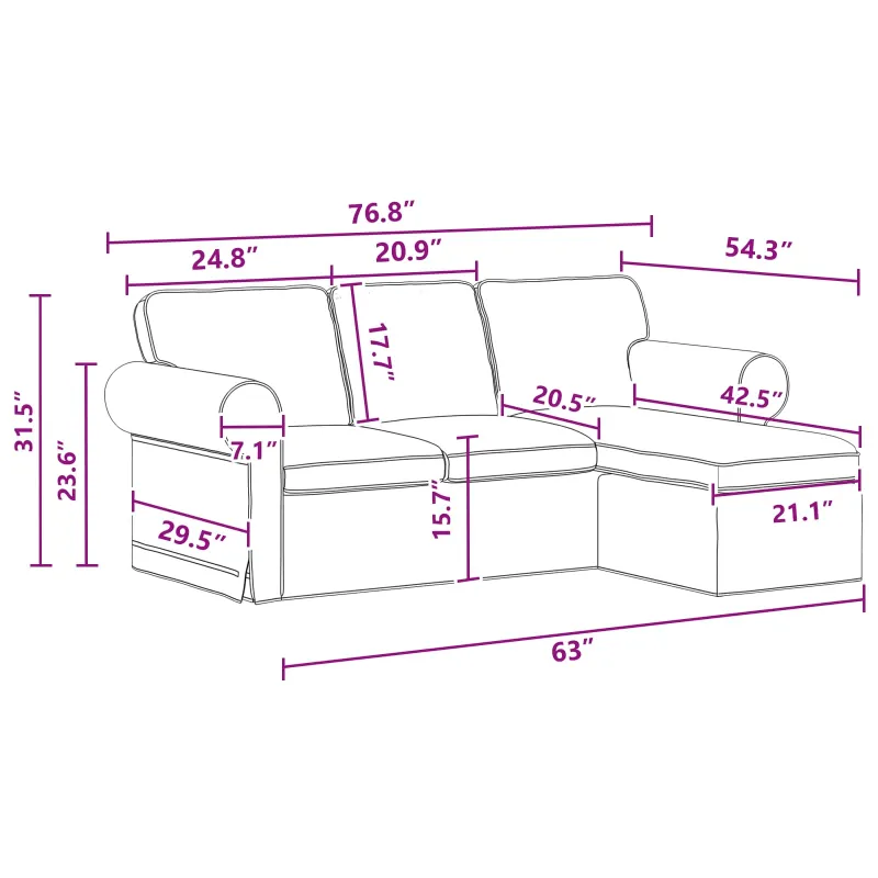 Sofa Tamsiai pilka 195 x 138 x 80 cm audinys