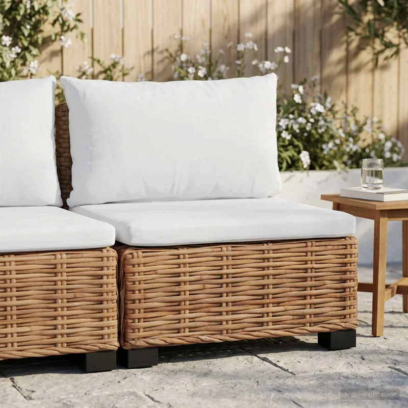 Vidurinė sofa su pagalvėlėmis GENDT Natūralus pintas Natūrali
