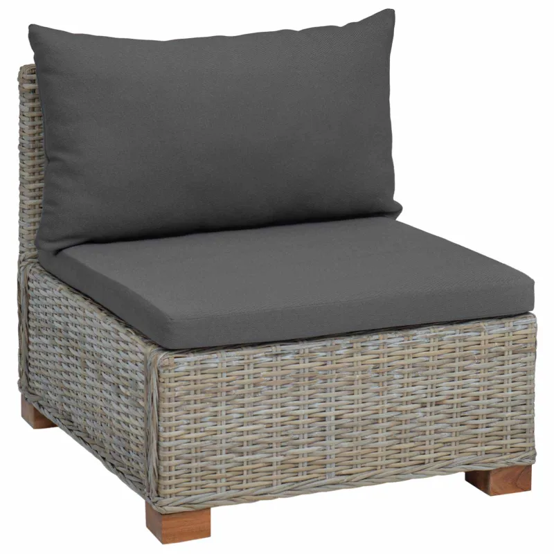 Vidurinė sofa su pagalvėlėmis GENDT Natūralus pintas Kubu pilka