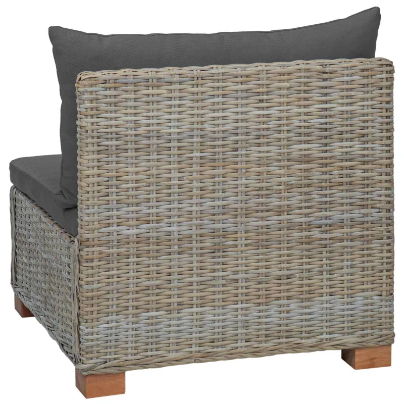 Vidurinė sofa su pagalvėlėmis GENDT Natūralus pintas Kubu pilka