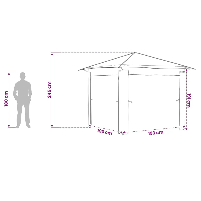 Paviljonas be šoninės sienos 2,6 x 2,6 m Bežinis ir Rudas