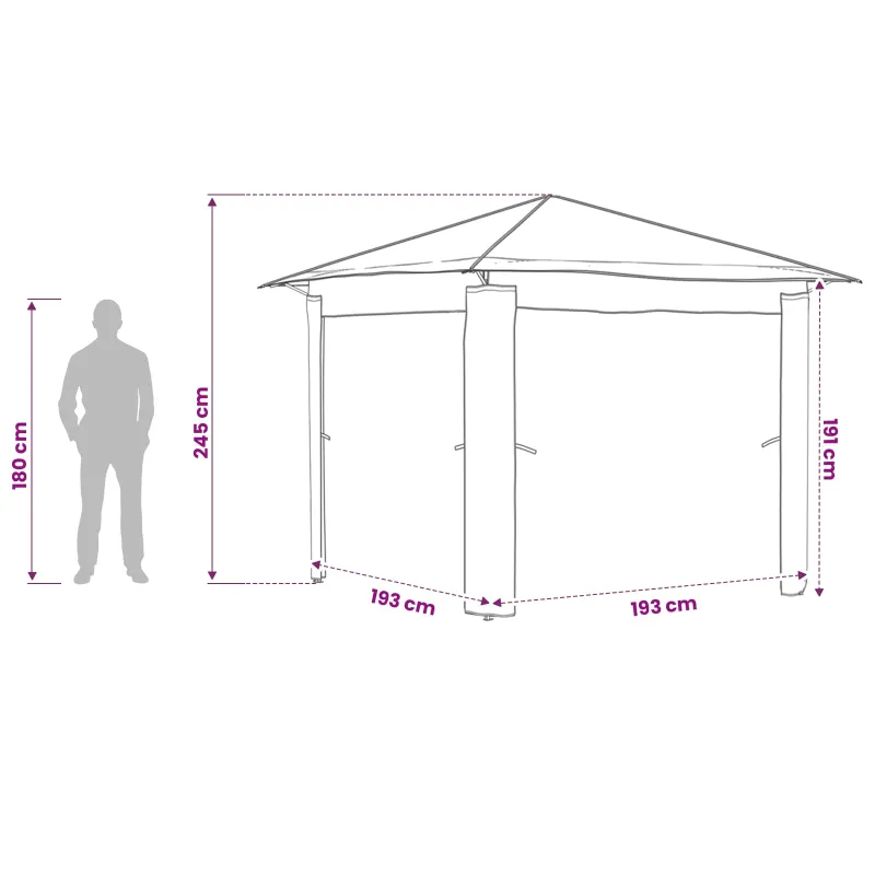 Paviljonas be šoninės sienos 2,6 x 2,6 m Kremo ir antracito