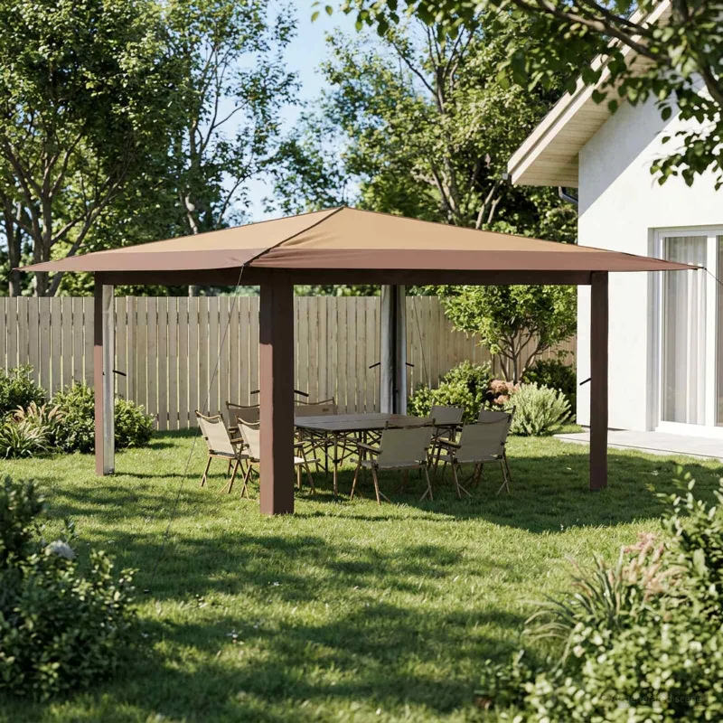 Gazebo be šoninės sienos 4 x 4 m Bežinis ir Rudas
