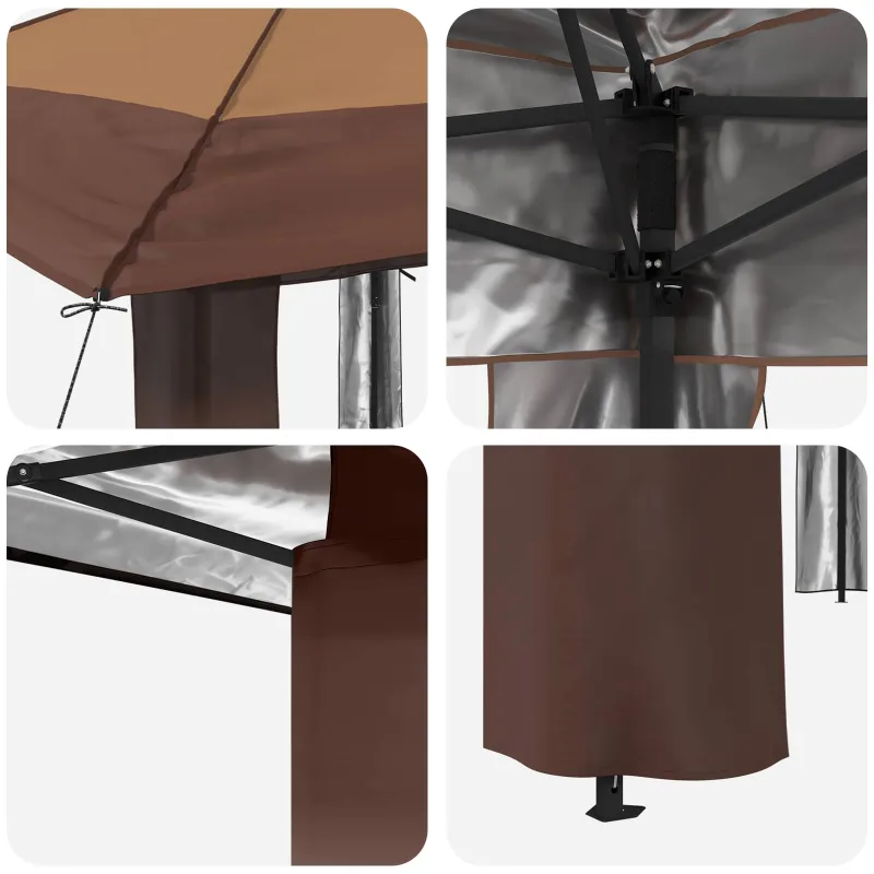 Gazebo be šoninės sienos 4 x 4 m Bežinis ir Rudas