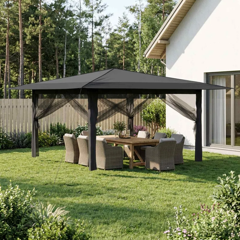 Gazebo su 4 šoninėmis sienomis 4 x 4 m