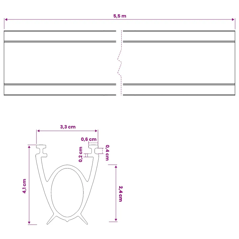 Garažo durų sandarinimas Juoda 41 x 33 mm 5,5 m PVC