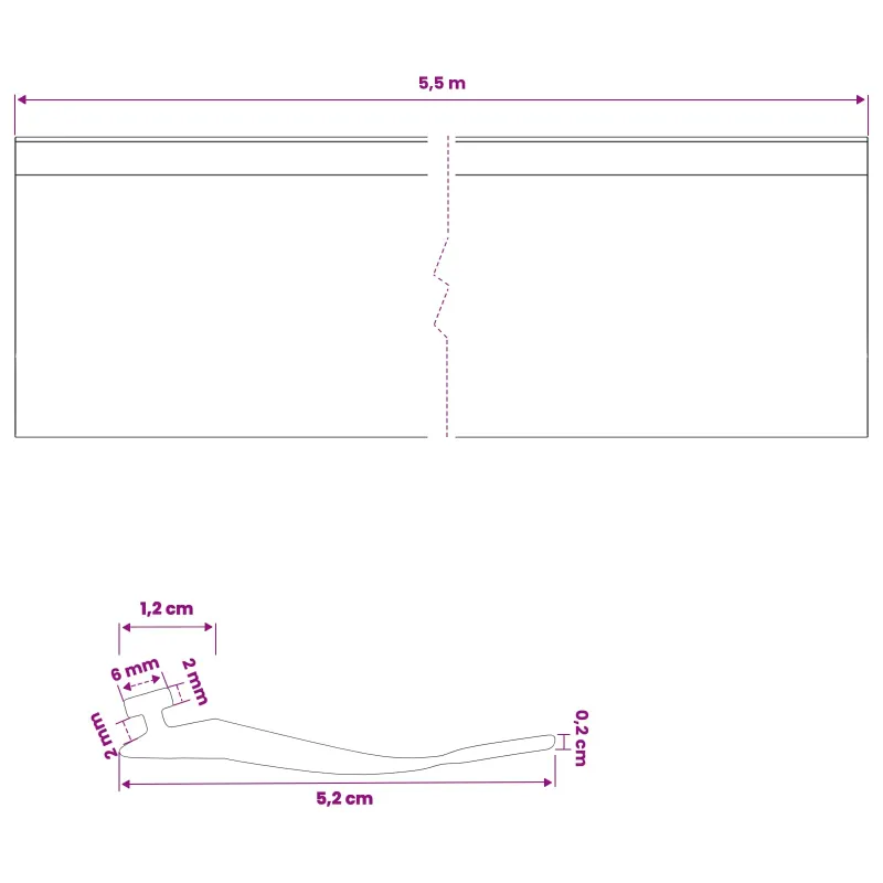 Garažo durų sandarinimas Juoda 52 x 2 mm 5,5 m PVC