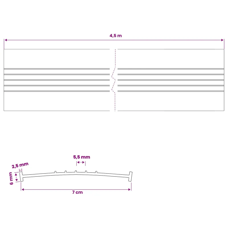 Garažo durų sandarinimas Juoda 70 x 6 mm 4,5 m PVC