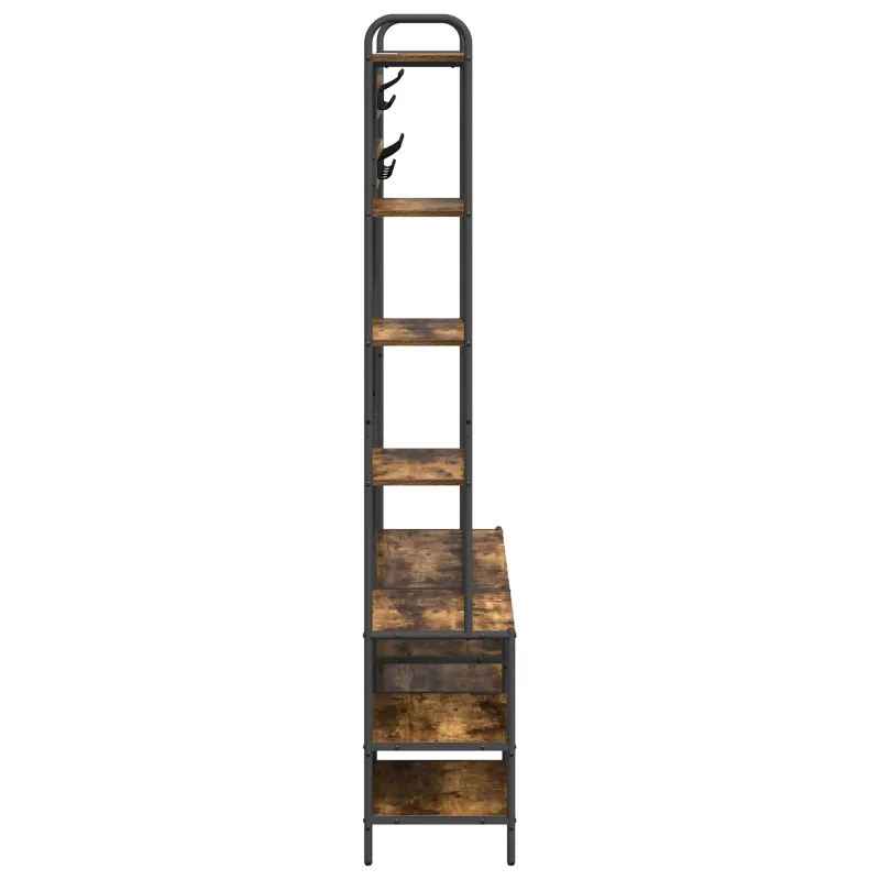 Švarkų stovas su batų suoleliu Dūminio ąžuolo Apdirbta mediena