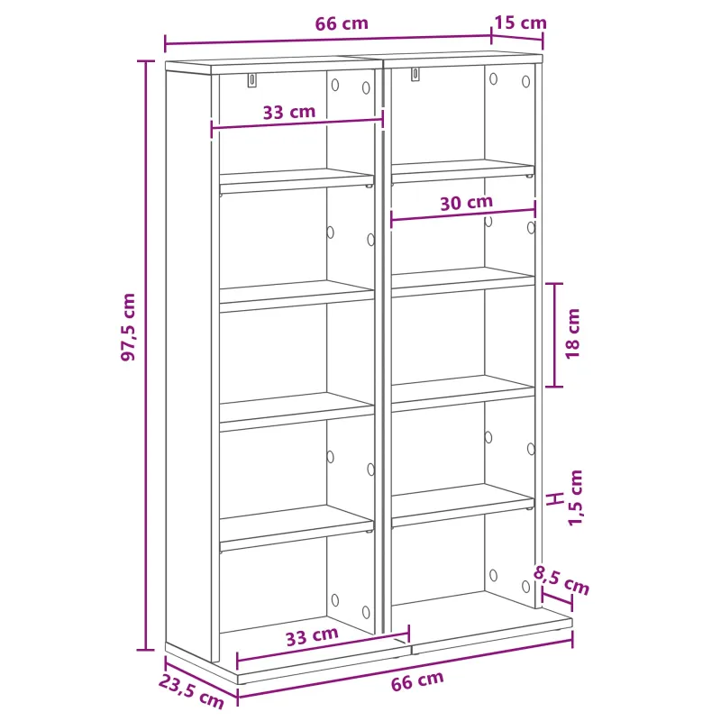 CD spinta 2 vnt. Betono pilka 33 x 23,5 x 97,5 cm