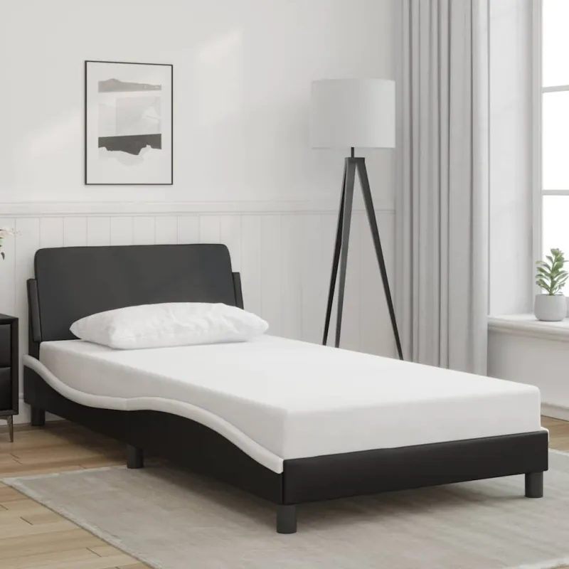 Lovos rėmas be čiužinio Dover juodas ir baltas 100x190cm dirbtinė oda