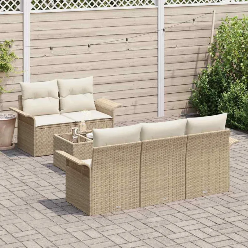 Sodo Sofų Rinkinys 6 pcs Bežinė ir kreminė 55 x 55 x 37 cm