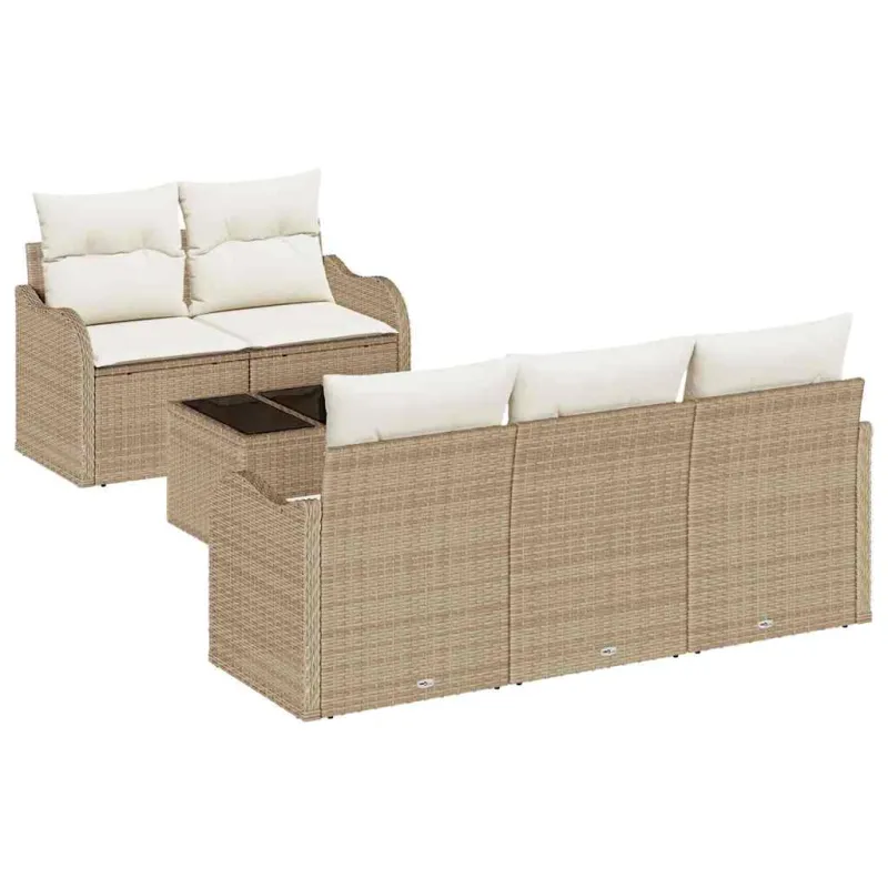 Sodo Sofų Rinkinys su pagalve 6 pcs Bežinė ir kreminė