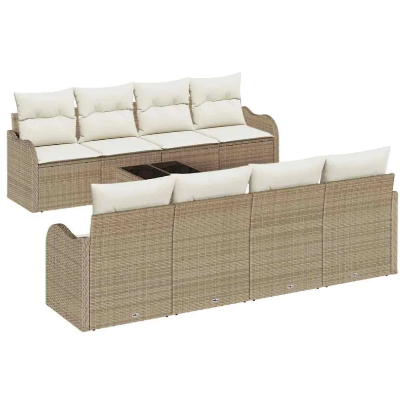 Sodo Sofų Rinkinys su pagalve 9 pcs Bežinė ir kreminė
