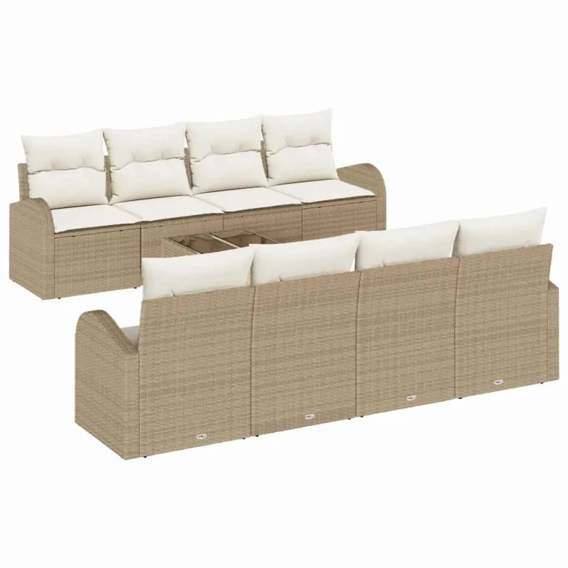 Sodo Sofų Rinkinys su pagalve 9 pcs Bežinė ir kreminė