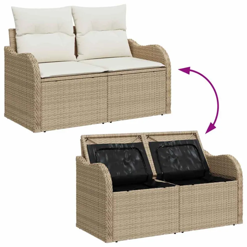 Sodo Sofų Rinkinys 6 pcs Bežinė ir kreminė poliratanas
