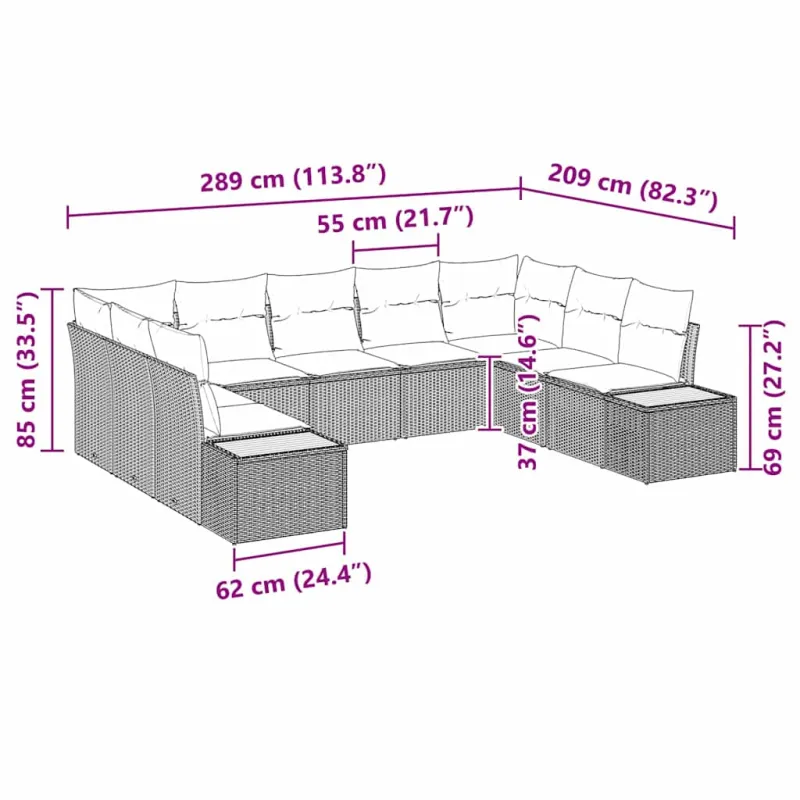 Sodo Sofų Rinkinys 5 pcs Bežinė ir kreminė Poliratanas